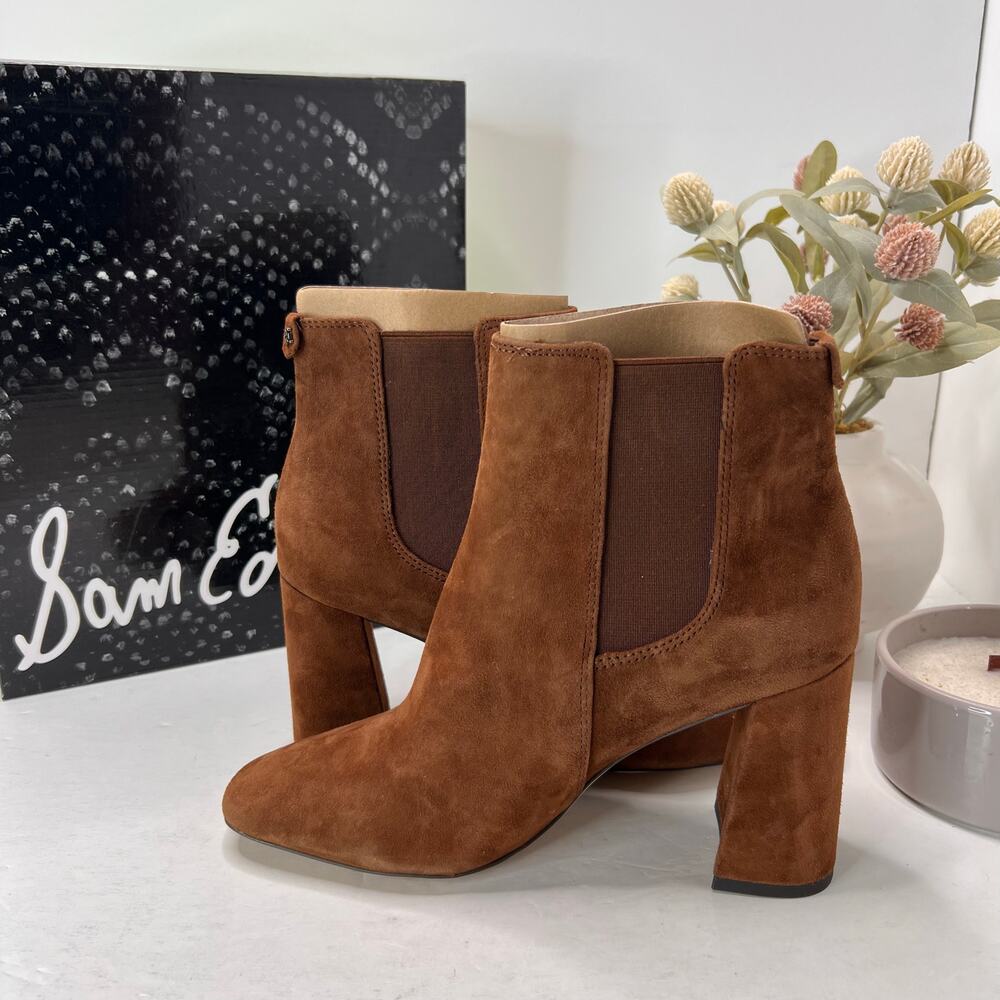 Sam Edelman Chiara Chunky Heel Suede Chelsea Boot Coconut Women's 9 M NWB - Picture 6 of 11